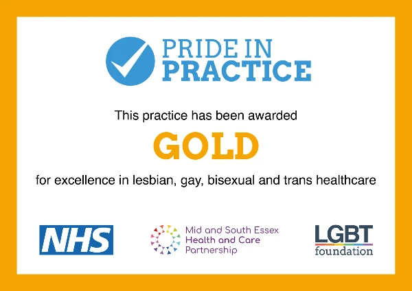 Pride in Practice - This practice has been awarded gold for excellence in lesbian, gay, bisexual and trans healthcare